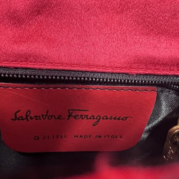 Rare Salvatore Ferragamo Red Satin Black Tassel Evening Clutch Crossbody Handbag - Picture 10 of 10